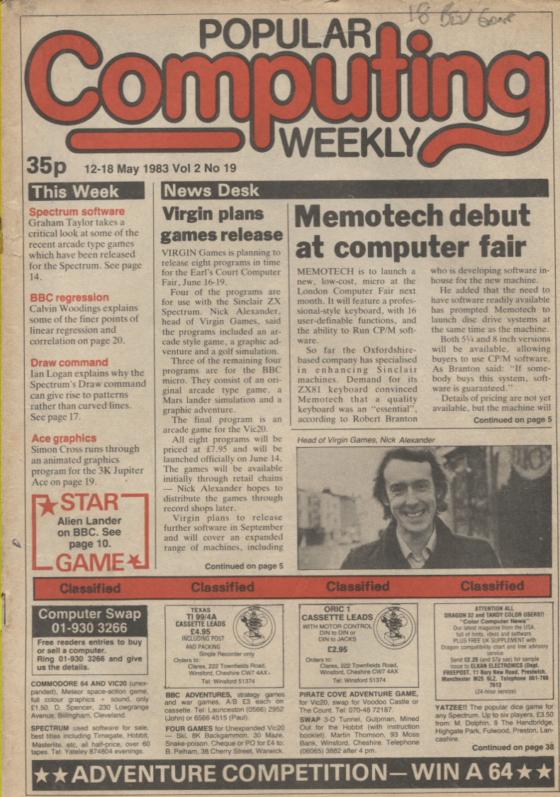 Scan of Document: Popular Computing Weekly Vol 2 No 19 - 12-18 May 1983