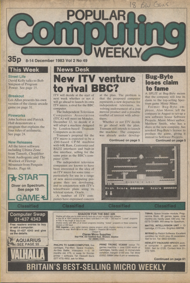 Article: Popular Computing Weekly Vol 2 No 49 - 8-14 December 1983
