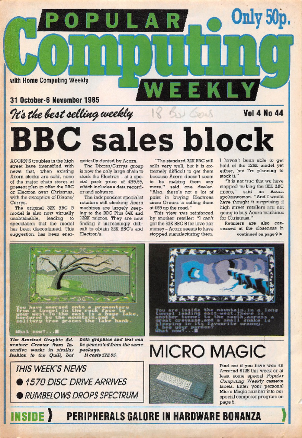 Article: Popular Computing Weekly Vol 4 No 44 - 31 October - 6 November 1985