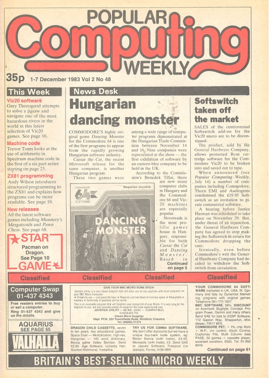 Article: Popular Computing Weekly Vol 2 No 48 - 1-7 December 1983 