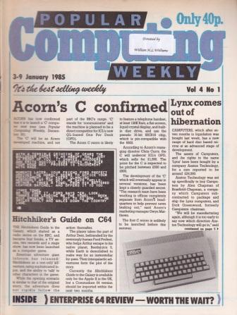 Article: Popular Computing Weekly Vol 4 No 01 - 3-9 January 1985