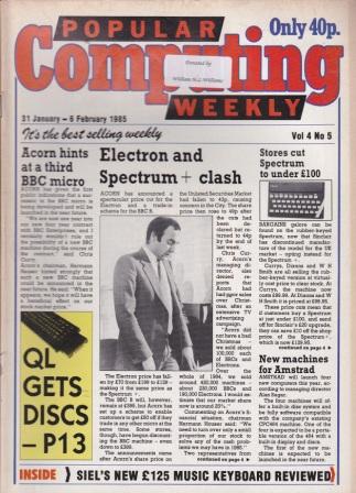 Article: Popular Computing Weekly Vol 4 No 05 - 31 January- 6 February 1985