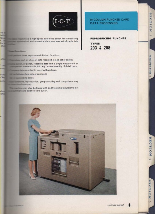 Scan of Document: 80 Column PunchedCard Data Processing - Reproducing Punches types 203 & 208