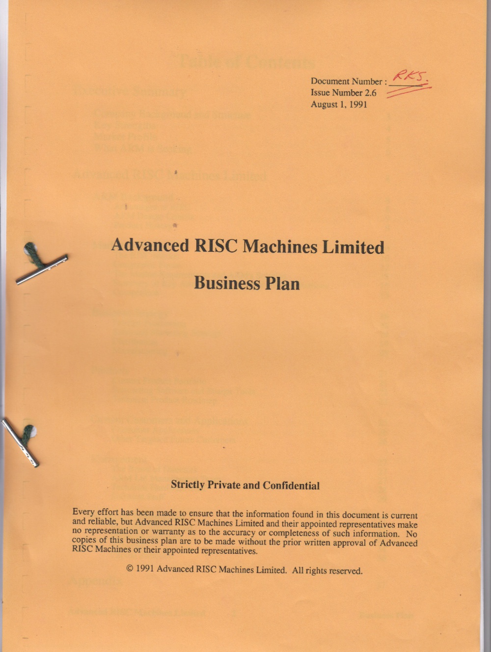 Scan of Document: Advanced RISC Machines Limited Business Plan