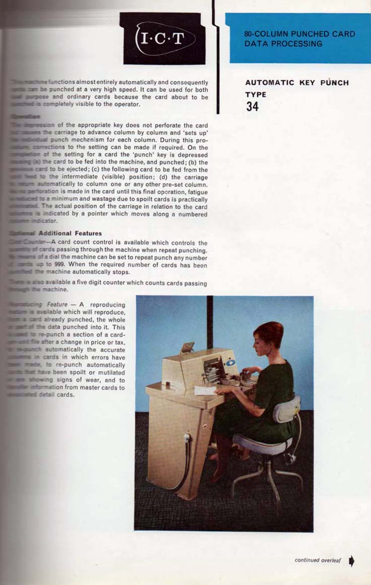 Scan of Document: 80 Column PunchedCard Data Processing - Automatic Key Punch type34