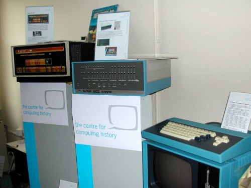 Photograph of PDP-8, Altair 8800 and Intel MDS computers