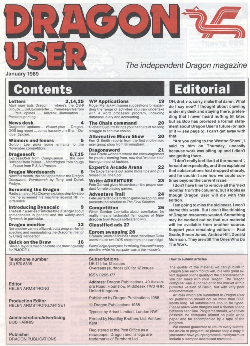 Scan of Document: Dragon User - January 1989