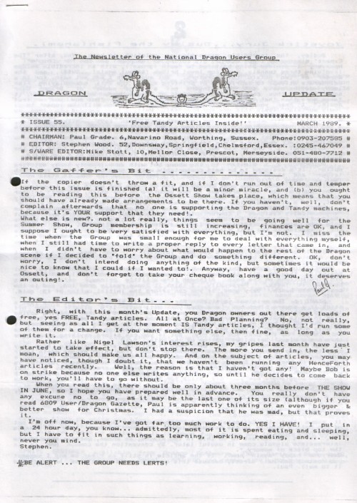 Scan of Document: Dragon Update - March 1989