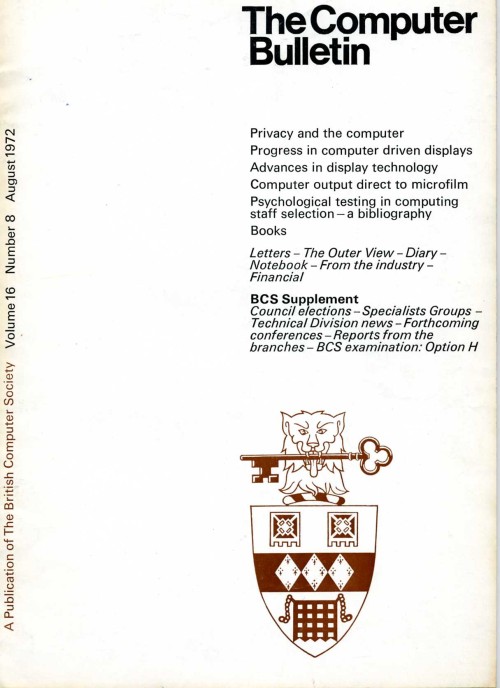 Scan of Document: The Computer Bulletin August 1972