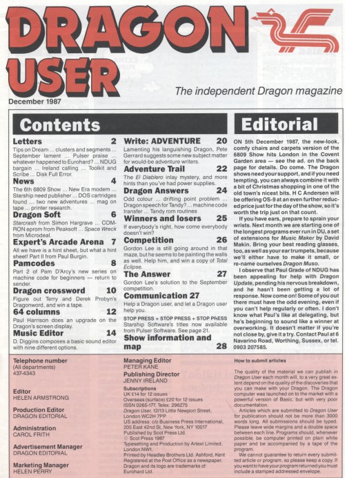 Scan of Document: Dragon User - December 1987