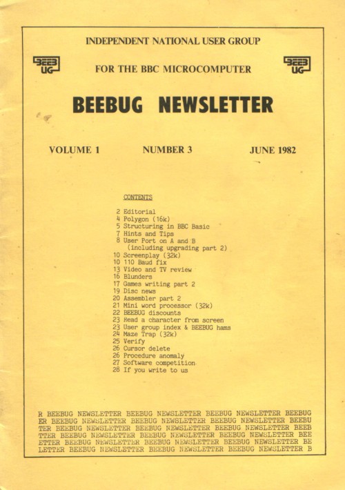 Article: Beebug Newsletter - Volume 1, Number 3 - June 1982