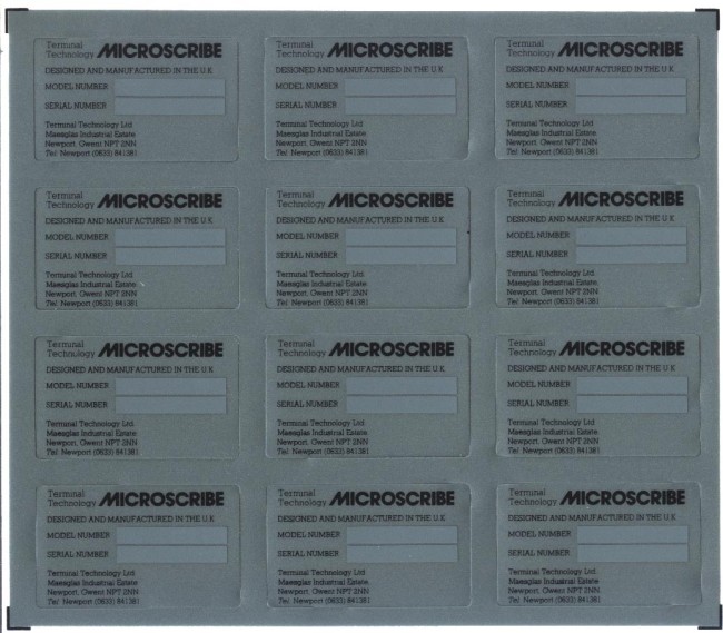 Scan of Document: Microscribe model no. labels