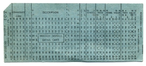 Photograph of 40 Column Punch Card