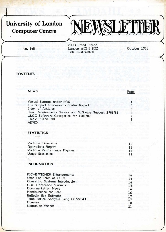 Scan of Document: ULCC News October 1981 Newsletter 148