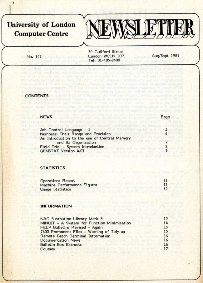 Scan of Document: ULCC News August/September 1981 Newsletter 147