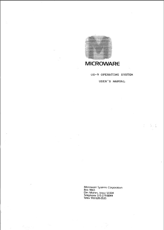 Microware OS-9 OS User's Manual - Manual - Computing History