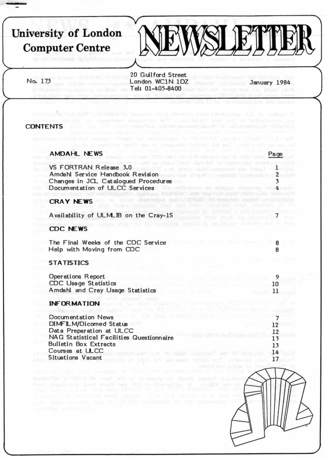 Scan of Document: ULCC News January 1984  Newsletter 173