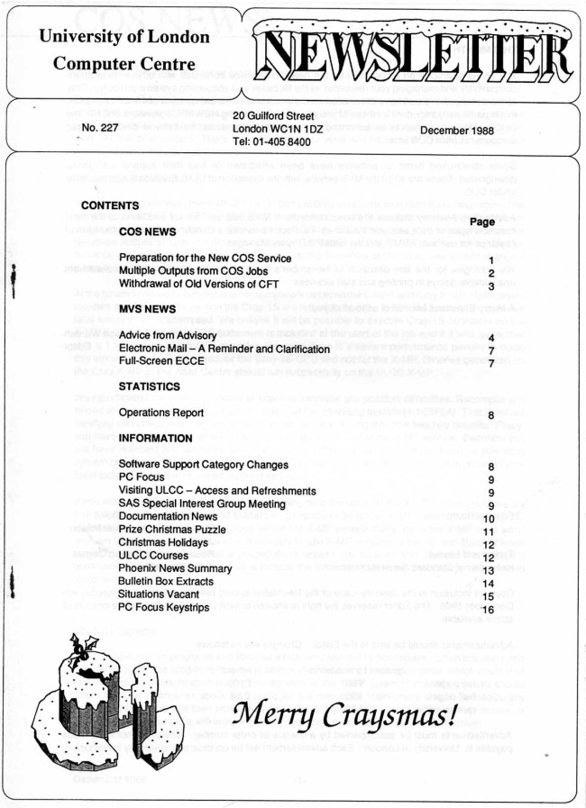 Scan of Document: ULCC News December 1988  Newsletter 227