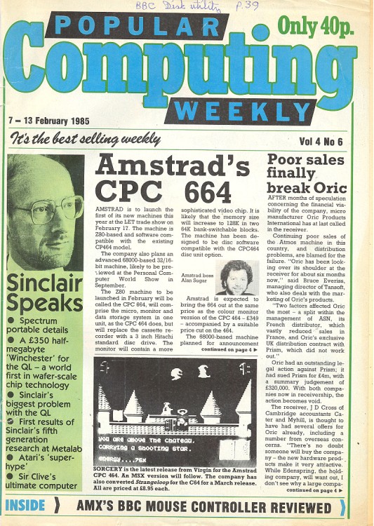 Article: Popular Computing Weekly Vol 4 No 6 - 7-13 February 1985