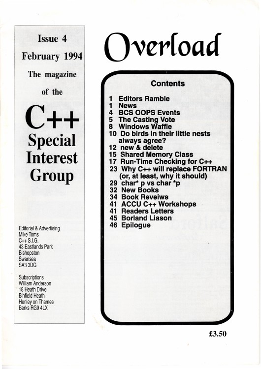 Scan of Document: Overload - Issue 4 - February 1994