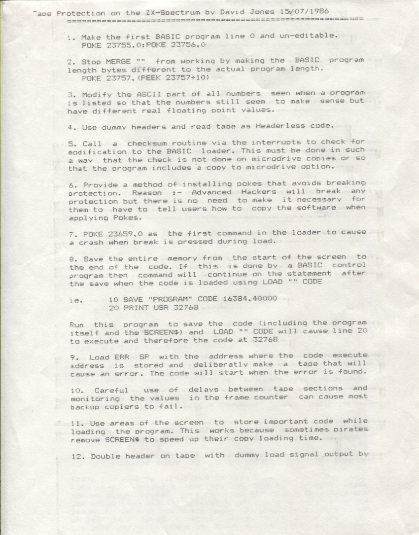 Scan of Document: Tape Protection Program