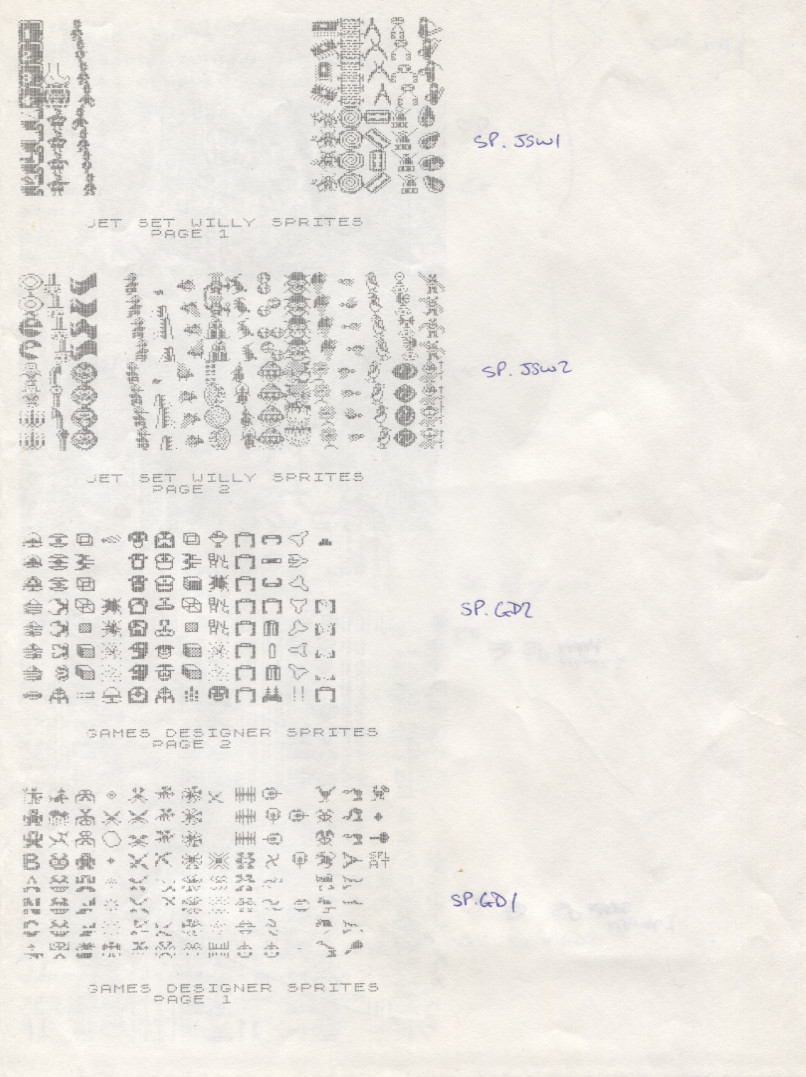 Scan of Document: Jet Set Willy Sprites