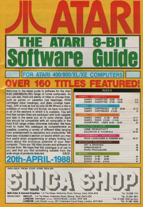 Scan of Document: Atari 8-BIT Software Guide April 1988
