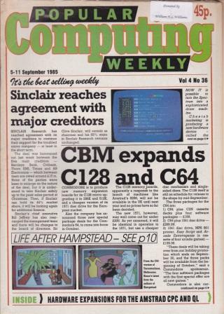 Article: Popular Computing Weekly Vol 4 No 36 - 5-11 September 1985