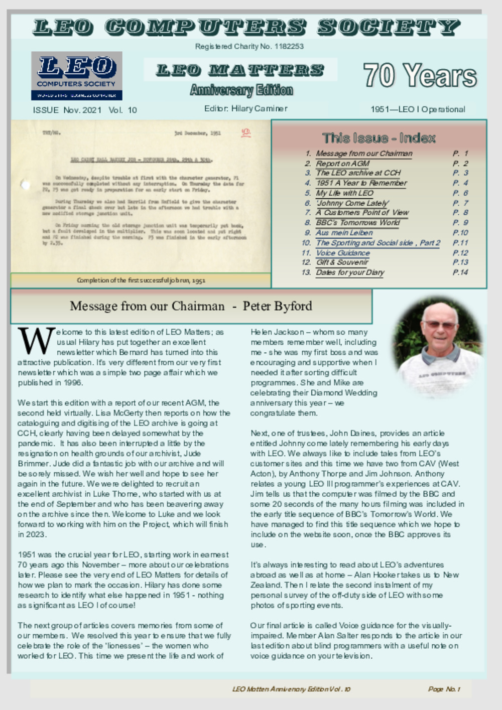 Article: LEO Computers Society, LEO MATTERS, Issue Autumn 2021, Vol. 10