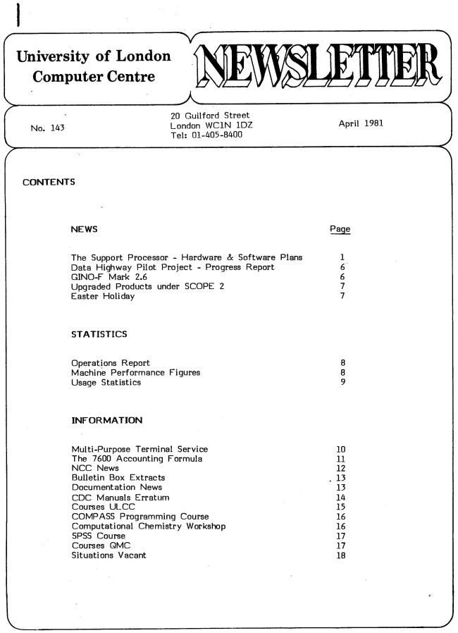 Scan of Document: ULCC News April 1981  Newsletter 143