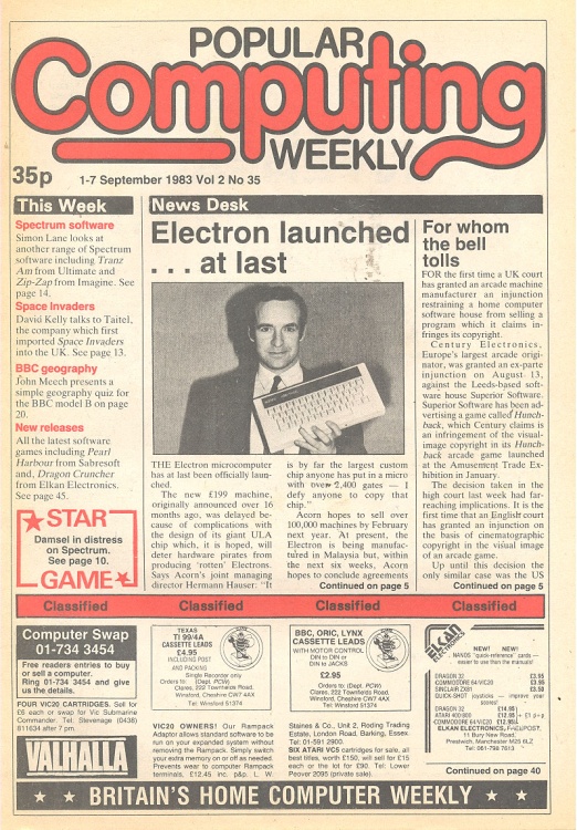 Article: Popular Computing Weekly Vol 2 No 35 - 1-7 September 1983 