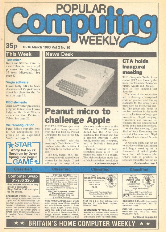 Scan of Document: Popular Computing Weekly Vol 2 No 10 - 10-16 March 1983