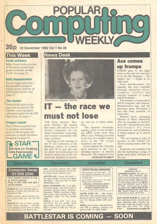 Scan of Document: Popular Computing Weekly - 30 December 1982 Vol 1 No 36