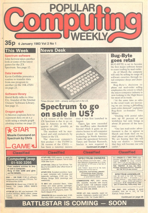 Scan of Document: Popular Computing Weekly Vol 2 No 01 - 6 January 1983