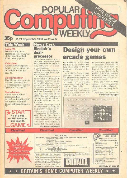 Article: Popular Computing Weekly Vol 2 No 37 -15-21 September 1983 
