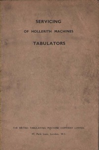 Servicing of Hollerith Machines Tabulators
