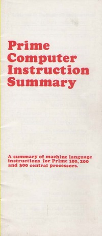 Prime Computer Instruction Summary