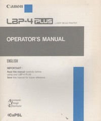 Canon LBP-4 Plus Operator's manual
