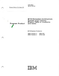 MVS/Extended Architecture System Logic Library: Master Table of Contents and Index
