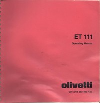 Olivetti ET 111 Daisy Wheel Typewriter Manual