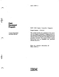 Field Developed Programm HASP-JES2 Spool Transfer Program Operations Manual