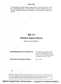 Digital PDP11 3B RT-11 Software Support Manual