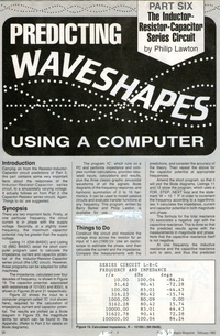 Predicting Waveshapes Using a Computer - Part VI - The Inductor/Resistor/Capacitor Series Circuit