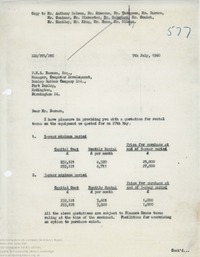 62846 Rental Quotation for Dunlop, 7th Jul 1960