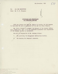 62874 Appointment of C.W.L. Wright, 9th November 1962