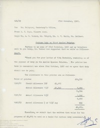 62875 Customs Duty on First Anelex Printer, 23rd November 1962