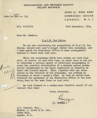 62929 Correspondence with R. Horrex,  Inland Revenue, 22-24 Sep 1954