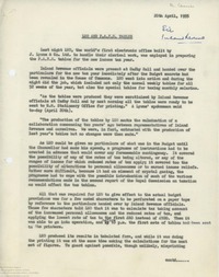 62945 Press release: LEO and PAYE Tables, 20th Apr 1955