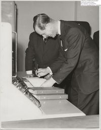 62962  Duke of Edinburgh signing the Visitors' Book (22nd Mar 1960)