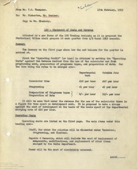 63019 LEO - Statement of Costs and Revenue, 13th Feb 1953 